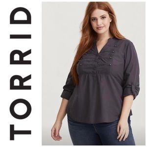 torrid | Gray Military Poplin Blouse